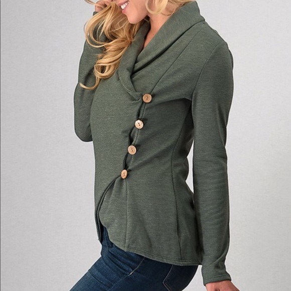 Moss Green Wrap Jacket - Picture 2 of 4